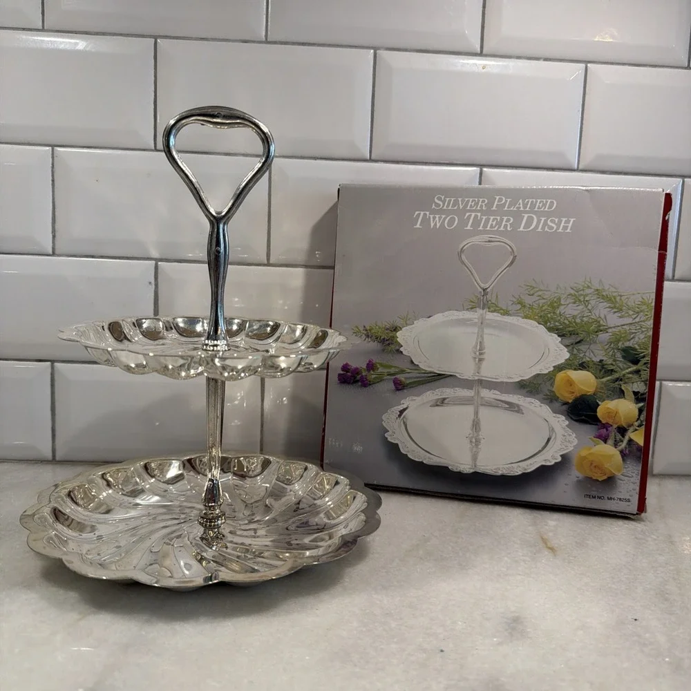 Vintage Silver Plated 2 Tier Serving Dish